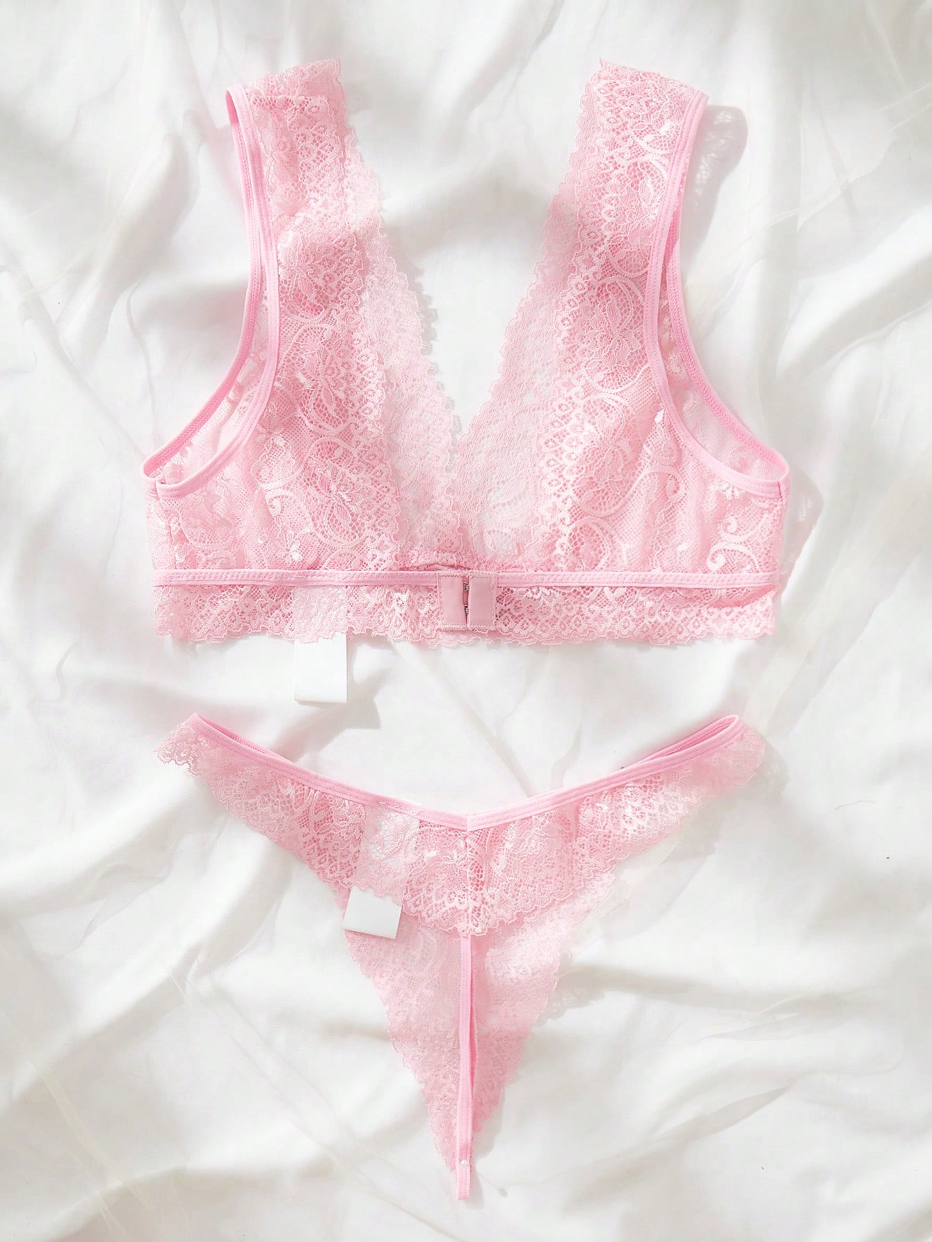 Różowy koronkowy zestaw bieliz – Lace Bralette Set recenzja i cena